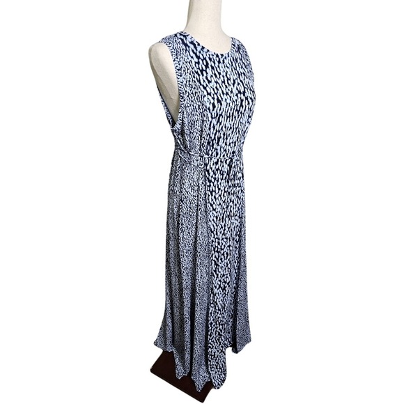 Michael Kors Sleeveless Blue and White Maxi Dress Keyhole Neck Tank Dress - Picture 2 of 12